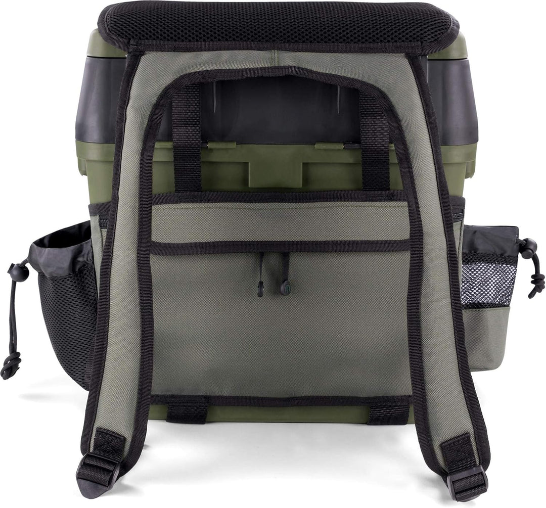 Angelkoffer Angelbox Angeltasche gepolsterte Sitzkiepe Sitzfunktion Gerätekasten mit Rucksackfunktio