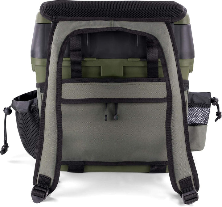 Angelkoffer Angelbox Angeltasche gepolsterte Sitzkiepe Sitzfunktion Gerätekasten mit Rucksackfunktio