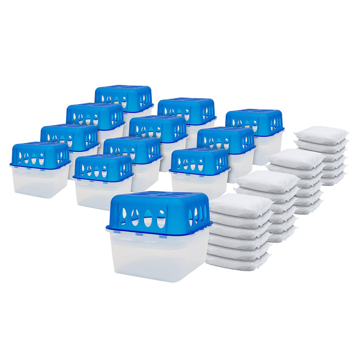 12x Ultra Fresh Luftentfeuchter Granulat Box mit 24x 400g Nachfüllbeutel - Raumentfeuchter mit Auffa