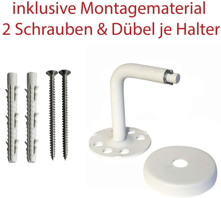 TIBU Handlauf Edelstahl weiss pulverbeschichtet 42,4 mm Geländer innen aussen wetterfest, Länge 140