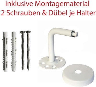 TIBU Handlauf Edelstahl weiss pulverbeschichtet 42,4 mm Geländer innen aussen wetterfest, Länge 100