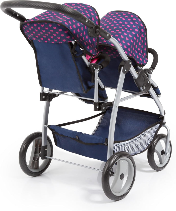 Bayer Design 26554AA Zwillingspuppenwagen für Puppen, modern, höhenverstellbarer Griff, zusammenklap
