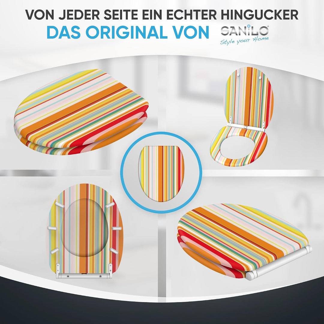 Sanilo WC-Sitz mit Absenkautomatik I Hochwertiger Toilettensitz aus Holz I Toilettendeckel in versch