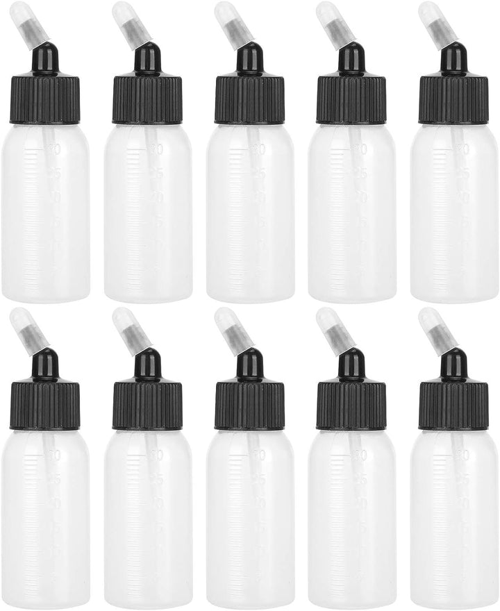 Tnfeeon Airbrush-Flaschen, 10 Stück 30-ml-Kunststoffflaschen Airbrush-Farbflaschen für Dual-Action-S