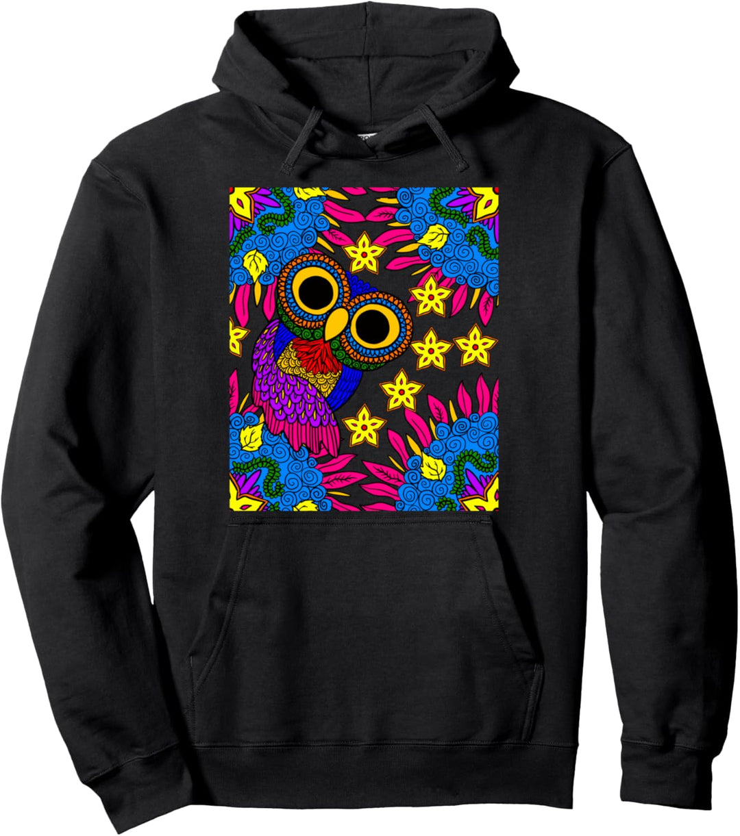 Mandala Plant Flower Owl Cute Animal Floral Bird Lover Gift Pullover Hoodie