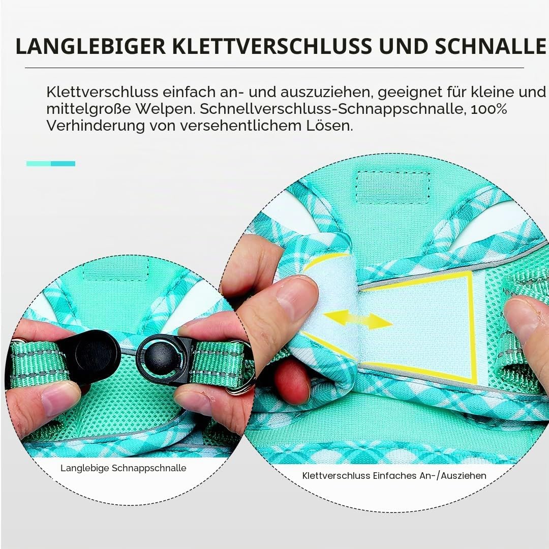 Hundegeschirr Kleine Hunde mit Leine, Step-in Geschirr Reflektierend Atmungsaktiv Brustgeschirr Anti