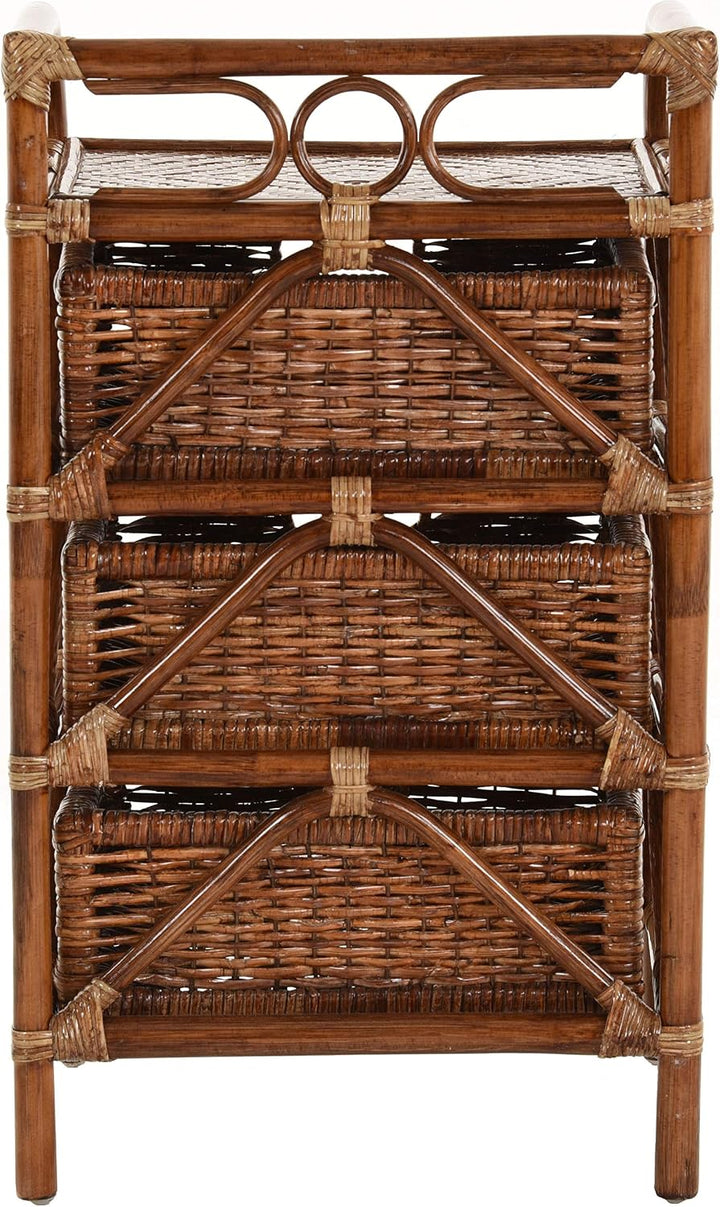 korb.outlet Rattan-Kommode mit Schubladen Badregal Korb Regal Schubfächer aus echtem Rattan 46 cm br