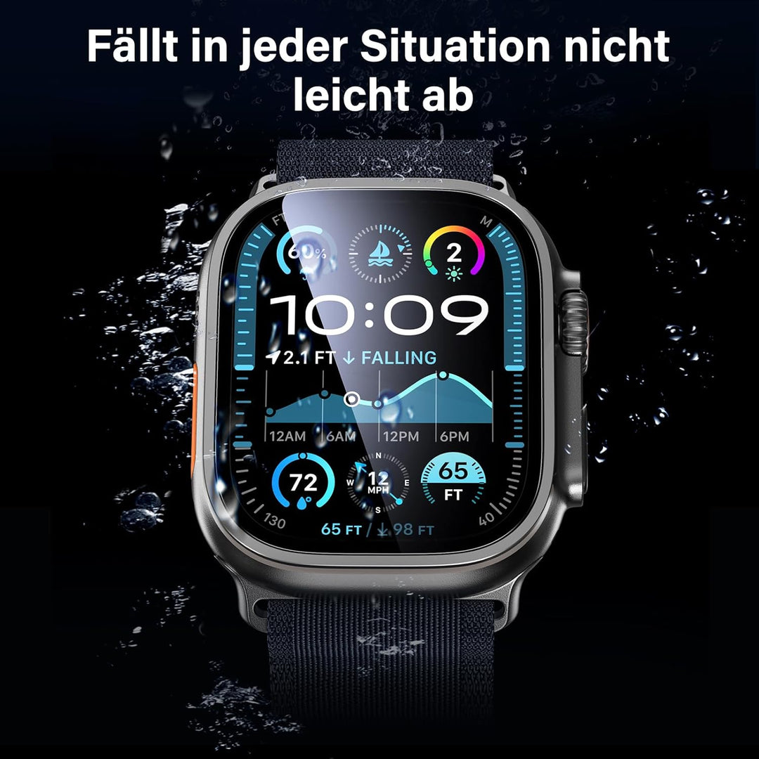 UniqueMe für 2 Stück Apple Watch Ultra 2/1 49mm Full Screen 7H Displayschutz - [Sicherer Halt] Langl
