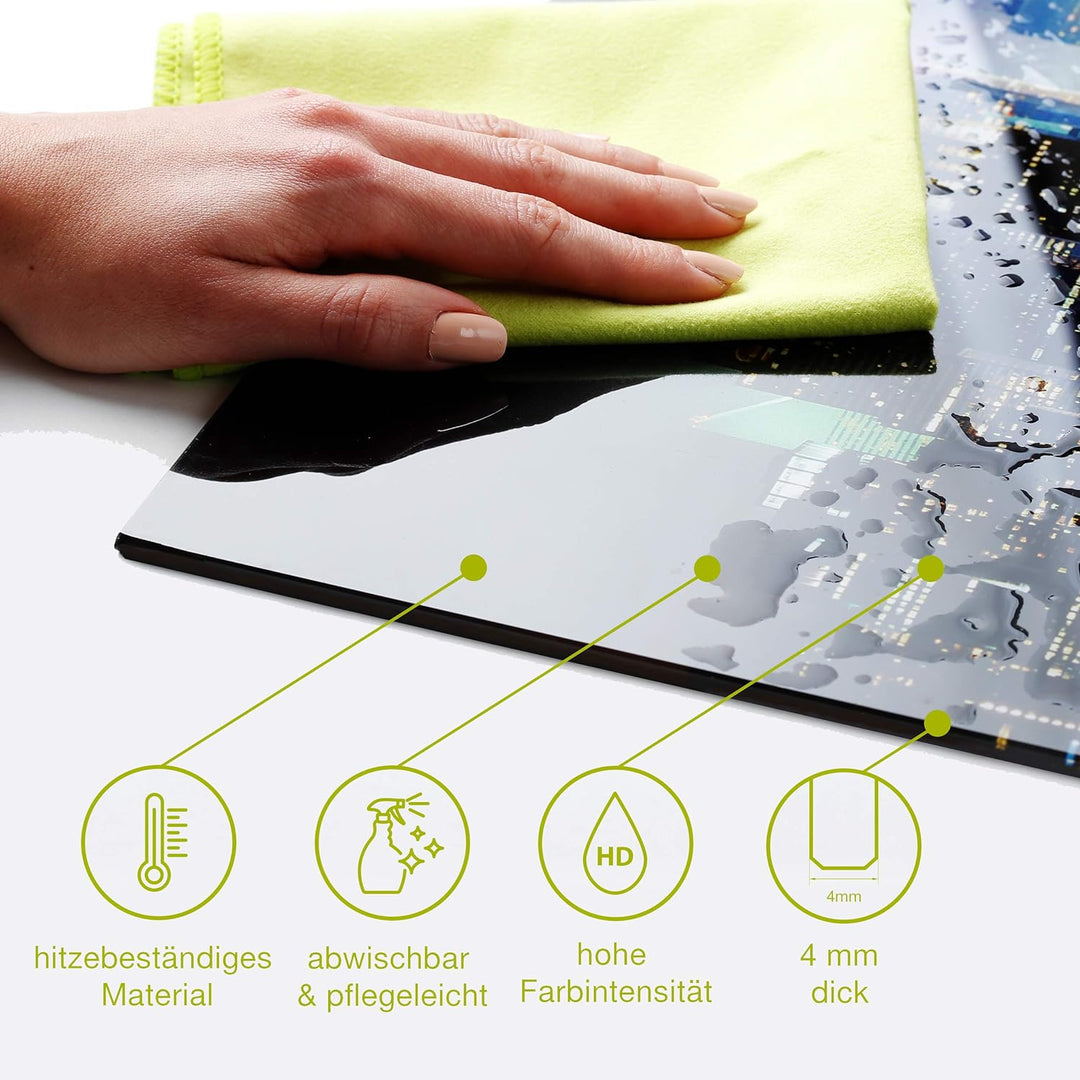 murando Spritzschutz Glas für Küche 80x60 cm Küchenrückwand Küchenspritzschutz Fliesenschutz Glasbil