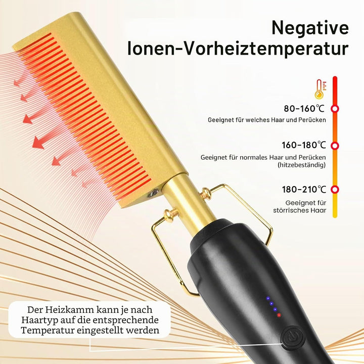 Elektrischer Heisskamm, 2 in 1 Elektrische kamm Haarglätter Glättbürste, 80℃-230℃ Electric Hot Comb