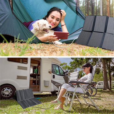 Solarpanel 60W,Solar Ladegeräte Tragbare QC3.0 USB-A PD3.0 USB-C Ausgang faltbar IP65 wasserdicht St