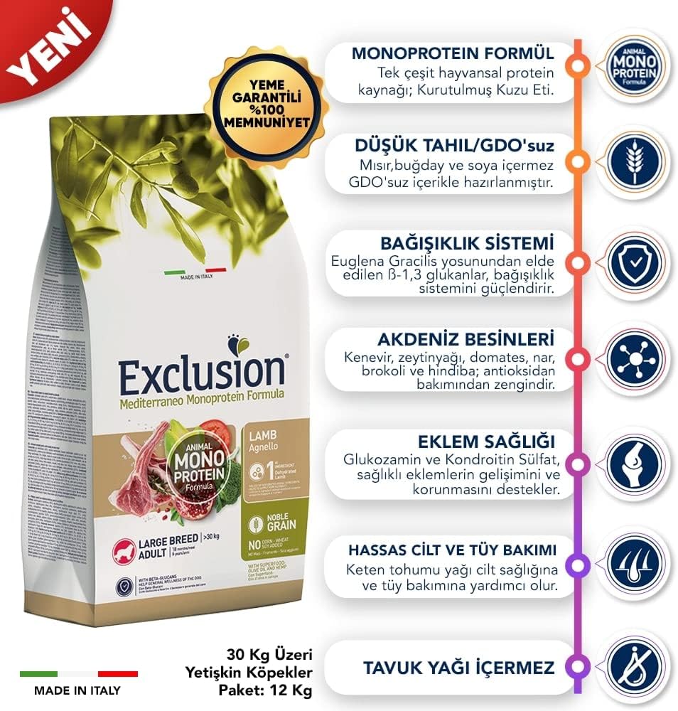Exclusion Mediterraneo Noble Grain Adult Lamm Large 12 kg