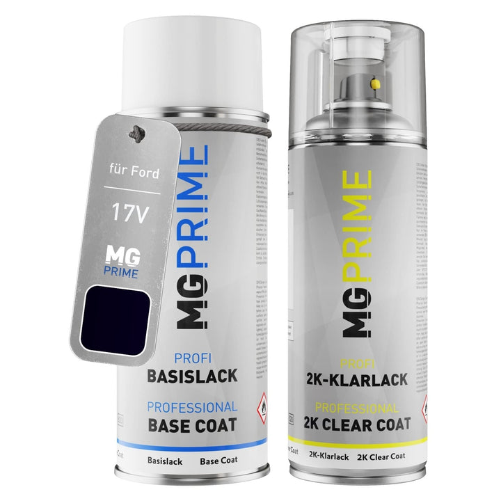 MG PRIME Autolack 2K Spraydosen Set für Ford 17V / XSC2851CM Panther Black Pearl/Noir Scala Metallic