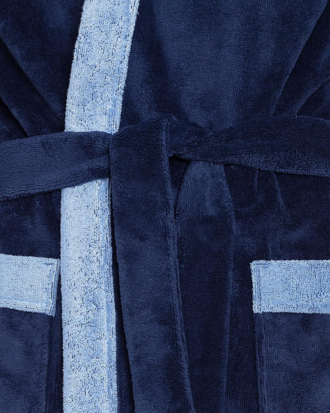 REVISE Herren Bademantel RE-855 - mit Bambus faser - mit Kapuze - Saunamantel S Dunkelblau mit Blau