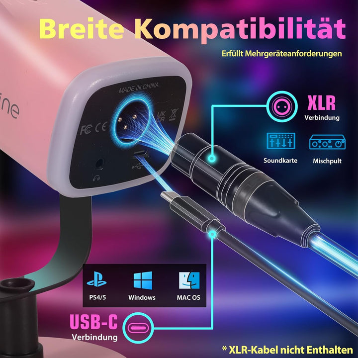 FIFINE USB XLR Mikrofon für Streaming Podcast Studio, Dynamisch Microphone Gaming PC mit Stummschalt