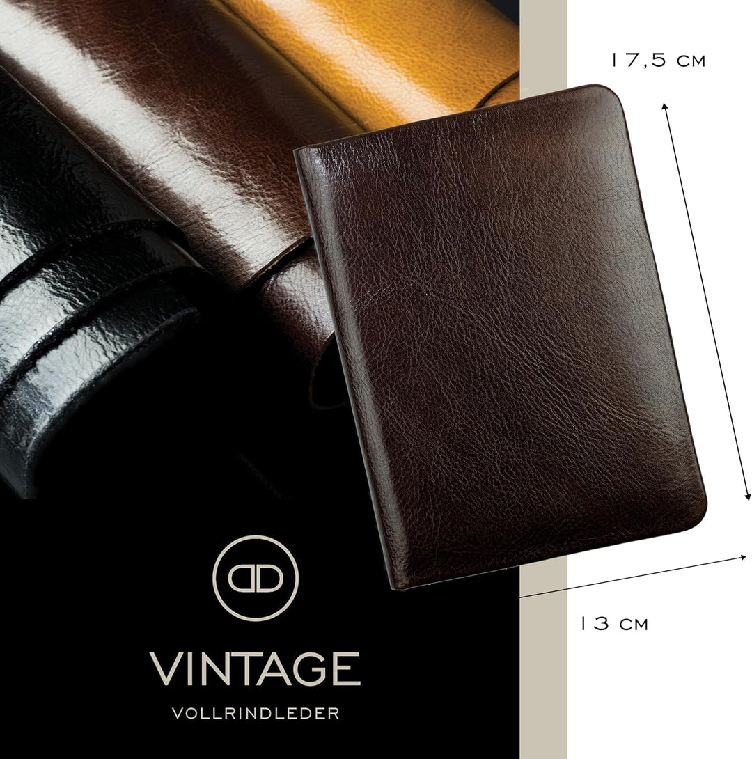 DELMON VARONE - Personalisierbares Adressbuch DIN A6 gebunden mit A-Z Register Vintage Anilin Leder