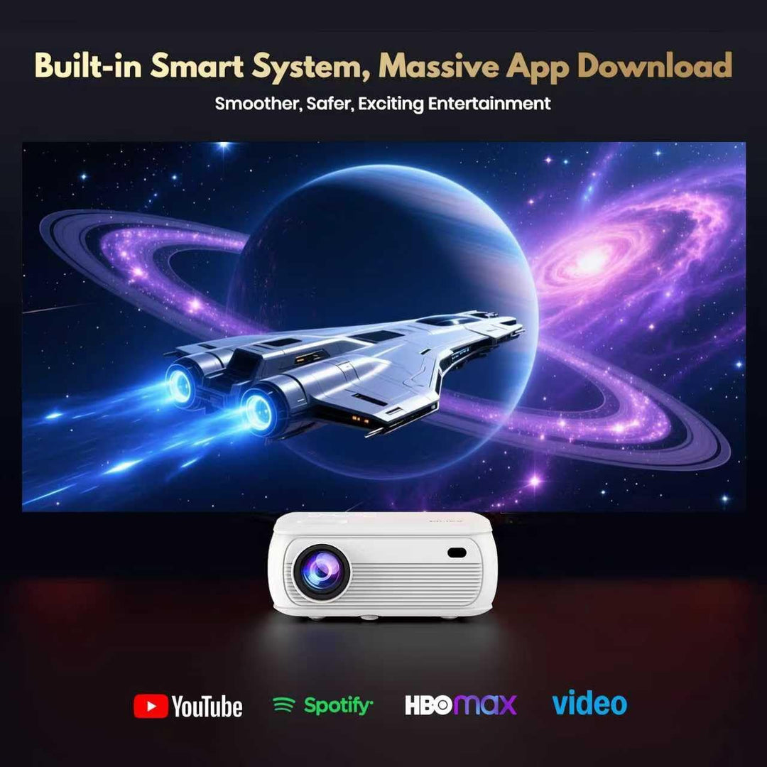2026Mini Beamer FHD 4K,Lower Noise 450ANSI Tageslichttauglicher projektor|Auto-Keystone,HiFi-Lautspr