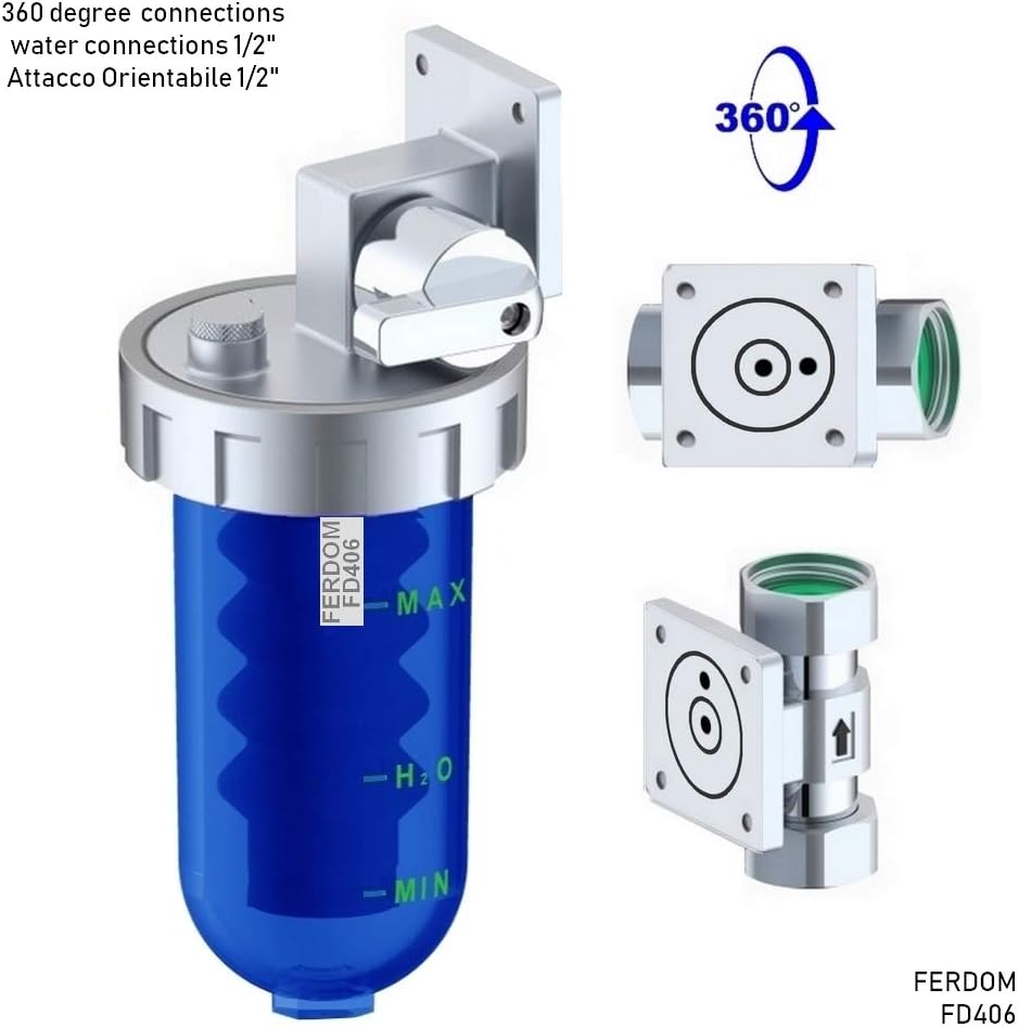 FERDOM Poliphosphatspender Feeder für Wassersysteme gegen Zunder und Korrosion. Ventil & Bypass, Mes