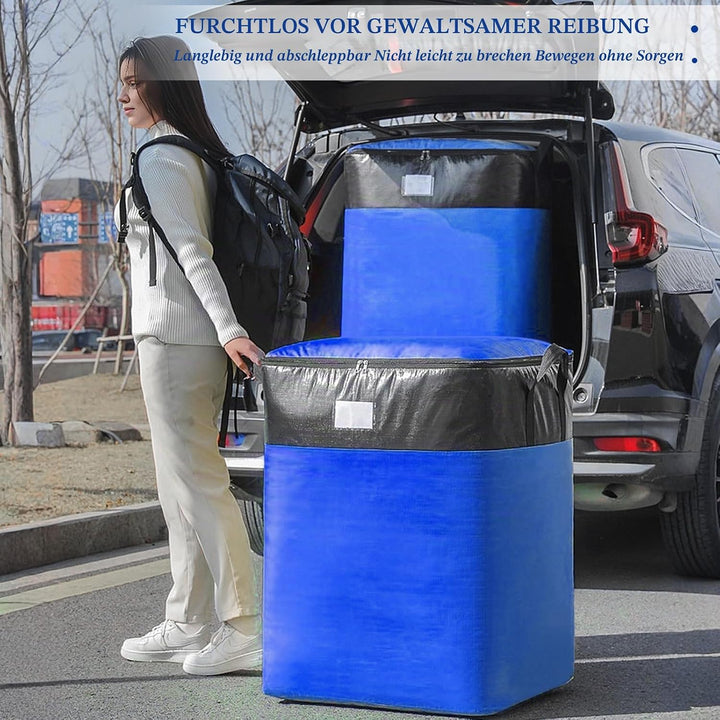 Aufbewahrungstasche 104+140L, 2 Stück extra grosse Umzugstaschen, Blau Grosse Aufbewahrungstasche mi