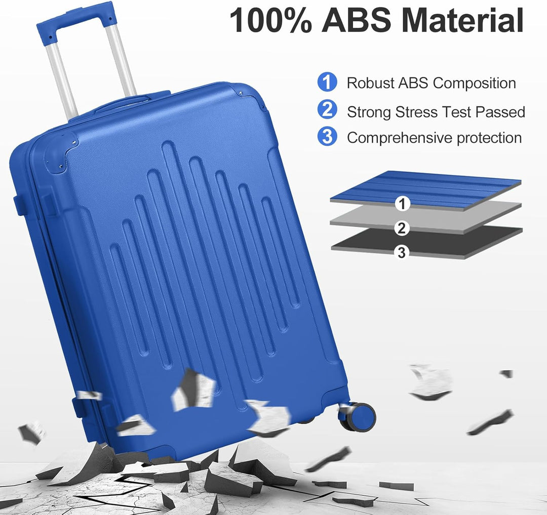 LALAHO Reisekoffer Koffer Trolleys Hartschale (Flugblau, L) | Reisekoffer Set mit Kosmetikkoffer, Ha