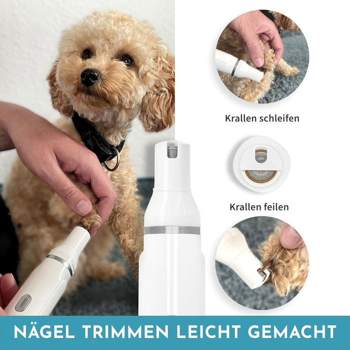 Hafenbande 2-in-1 Akku Hundeschermaschine & Krallenschleifer | Pfotentrimmer für Hunde, Katzen | 3 S