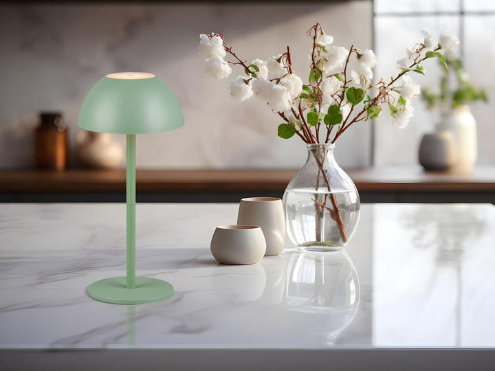2er SET Akku Tischlampen Grün ohne Kabel für Innen &amp; Aussen, 30cm klein, Grün