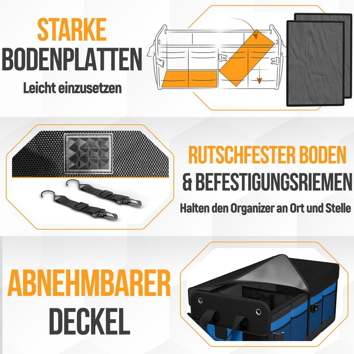 FORTEM Kofferraum Organizer, Kofferraumtasche, Zusammenklappbarer Auto Organizer Kofferraum mit Fäch
