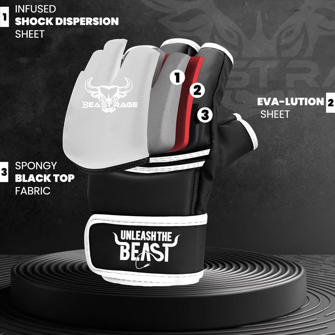 BEASTRAGE MMA Handschuhe für Männer und Frauen,Martial Arts Mitts Grappling Sparring,Ventilated Palm
