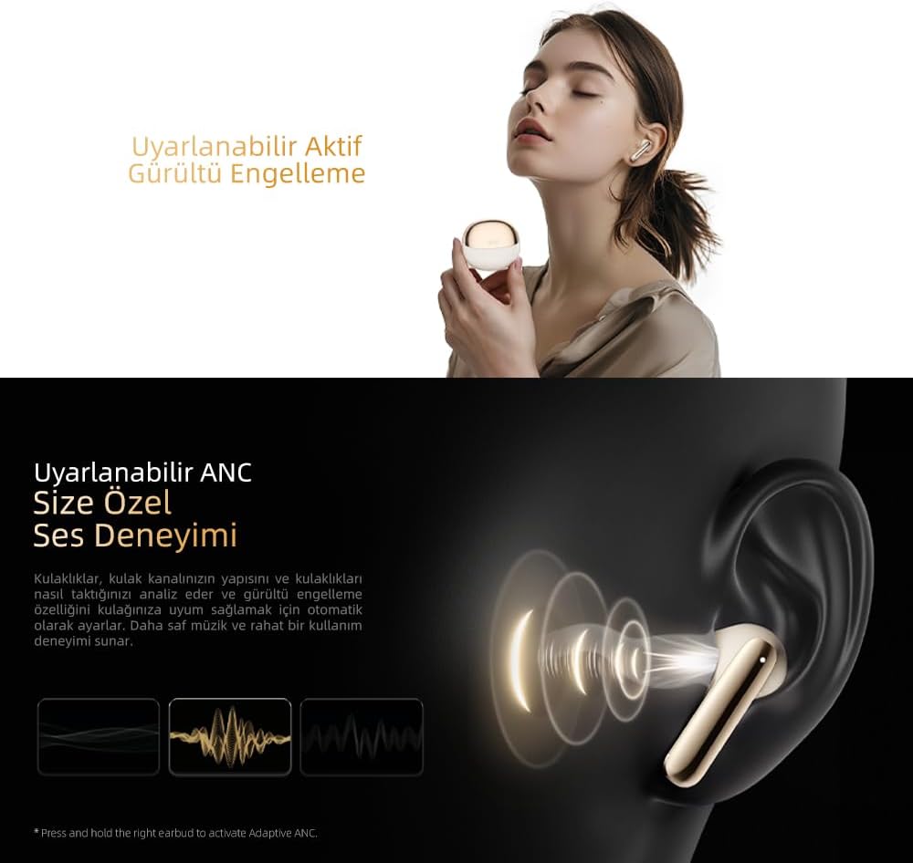 QCY HT08 MeloBuds Pro Hi-Res LDAC Adaptive ANC 6 Mikrofon Bluetooth 5.3 Wireless Kopfhörer Weiss