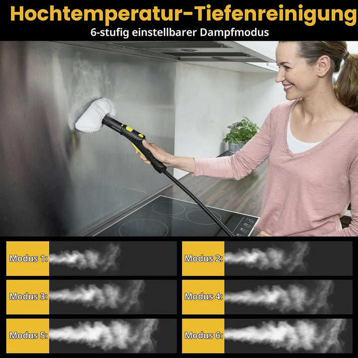 Dampfreiniger, 1500W Dampfreiniger Handgerät, Tragbarer Hochdruck Dampfreiniger mit 1200ml Wassertan