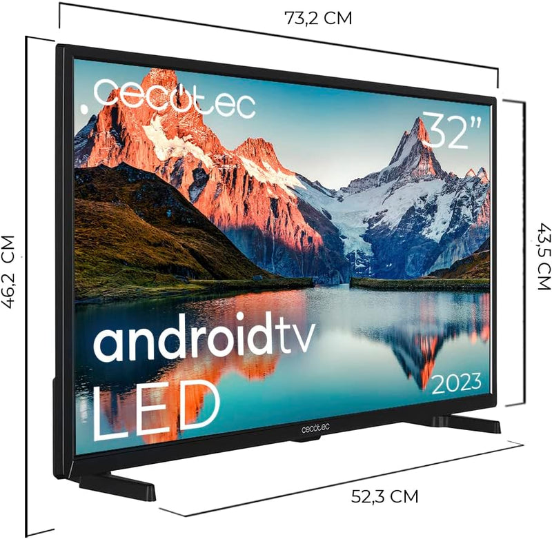 Cecotec TV LED 32" Smart TV A -Serie ALH00032N. HD, Android 11, Integrated Chromecast, Sprachassiste