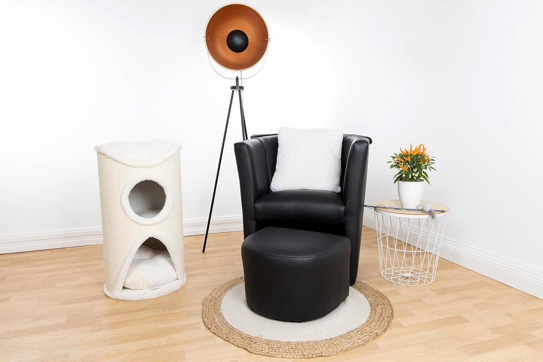 Bontoy Katzenturm Mukki Creme I mit 2 Höhlen I grosse Liegefläche I 75 cm höhe I Stabiler Stand I mi