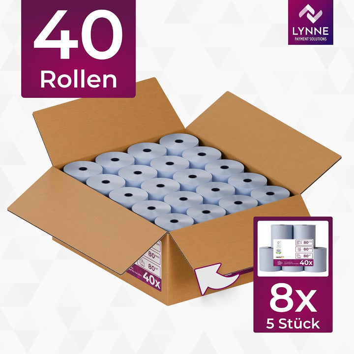 Phenolfreie ÖKO Thermorollen/Bonrollen/Kassenrollen / 80mm x 80m x 12mm (80x80x12) für alle gängigen