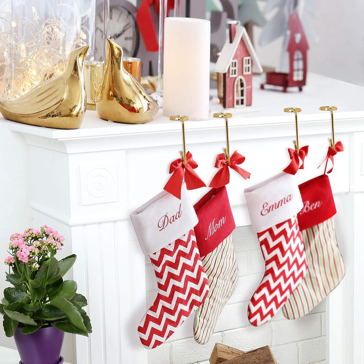 BELLE VOUS Weihnachtsstrumpf Halter für Kamin (4 STK) - Haken für Weihnachtssocken mit Anti Rutsch G