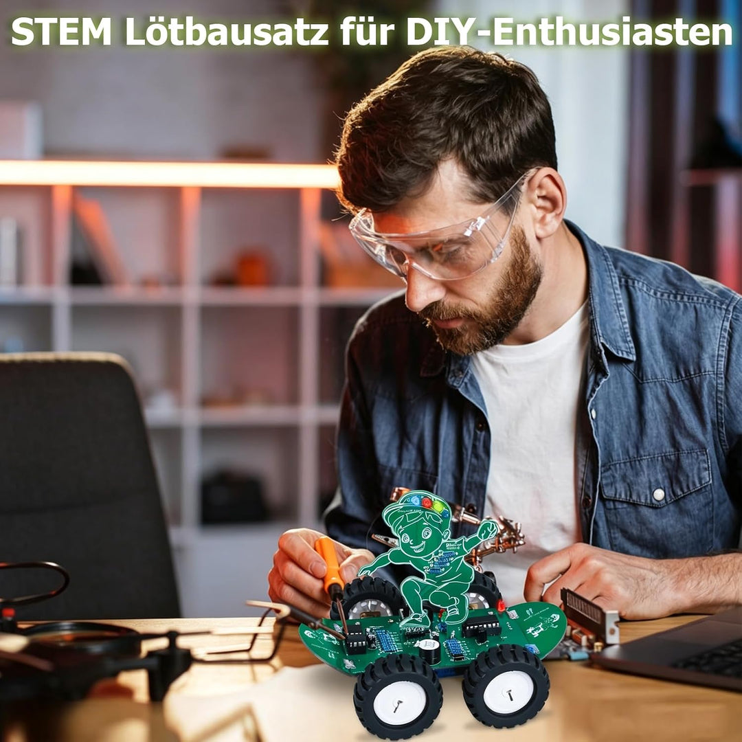 RC-Auto Elektronik Bausatz, 360° rotierendes Ferngesteuertes Auto Lötset STEM Löten Lernen DIY Lötpr