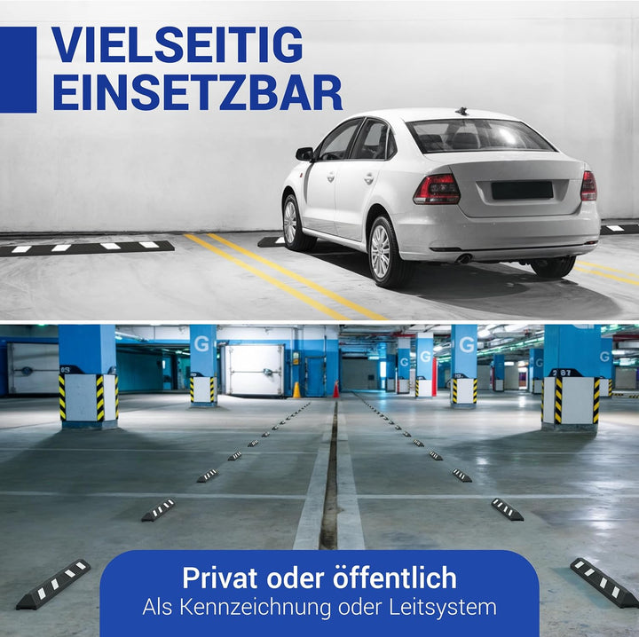 Parkplatzbegrenzer - Mit weissen Reflexstreifen - Hartgummi - Grösse: 90,0 x 15,0 x 10,0 cm - Inklus