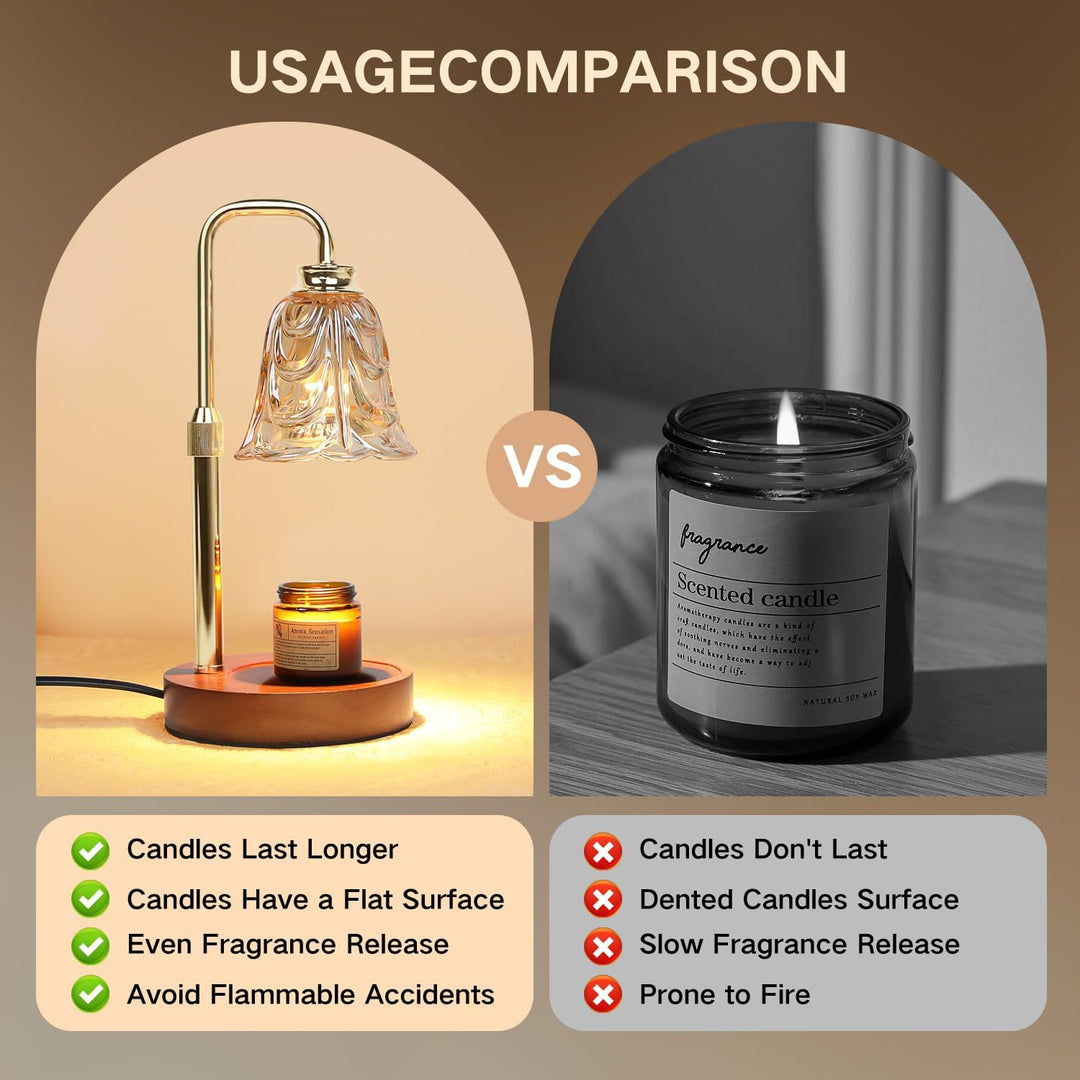 Candle Warmer Lamp with Timer Electric Adjustable Height Candle Dimmable Wax Warmer Lamp Jar Candles