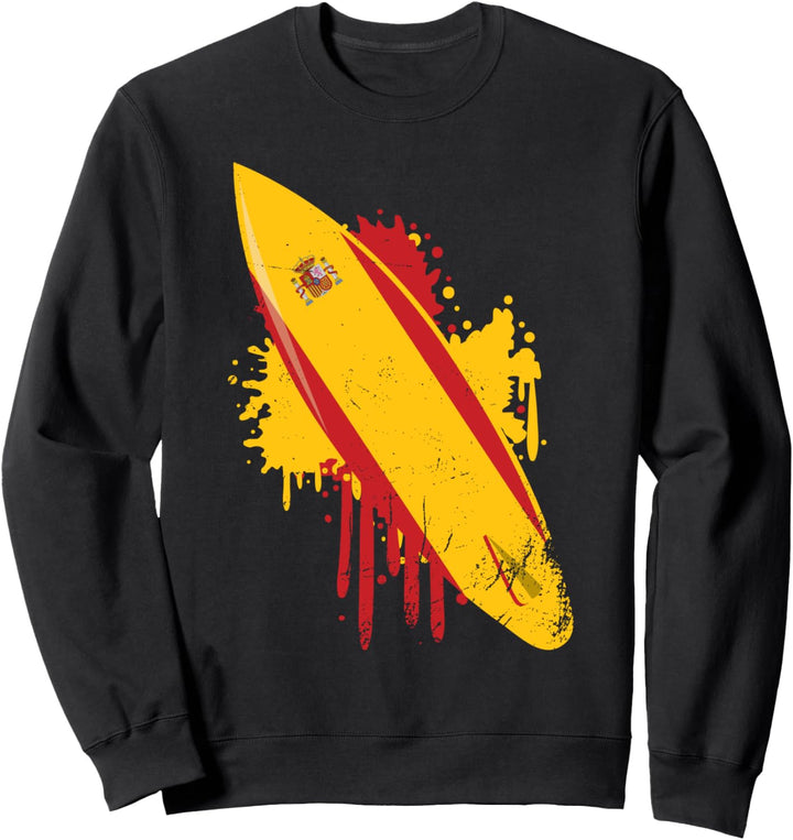 Surfboard Vintage mit spanischer Flagge - Surfen & Surfen Sweatshirt