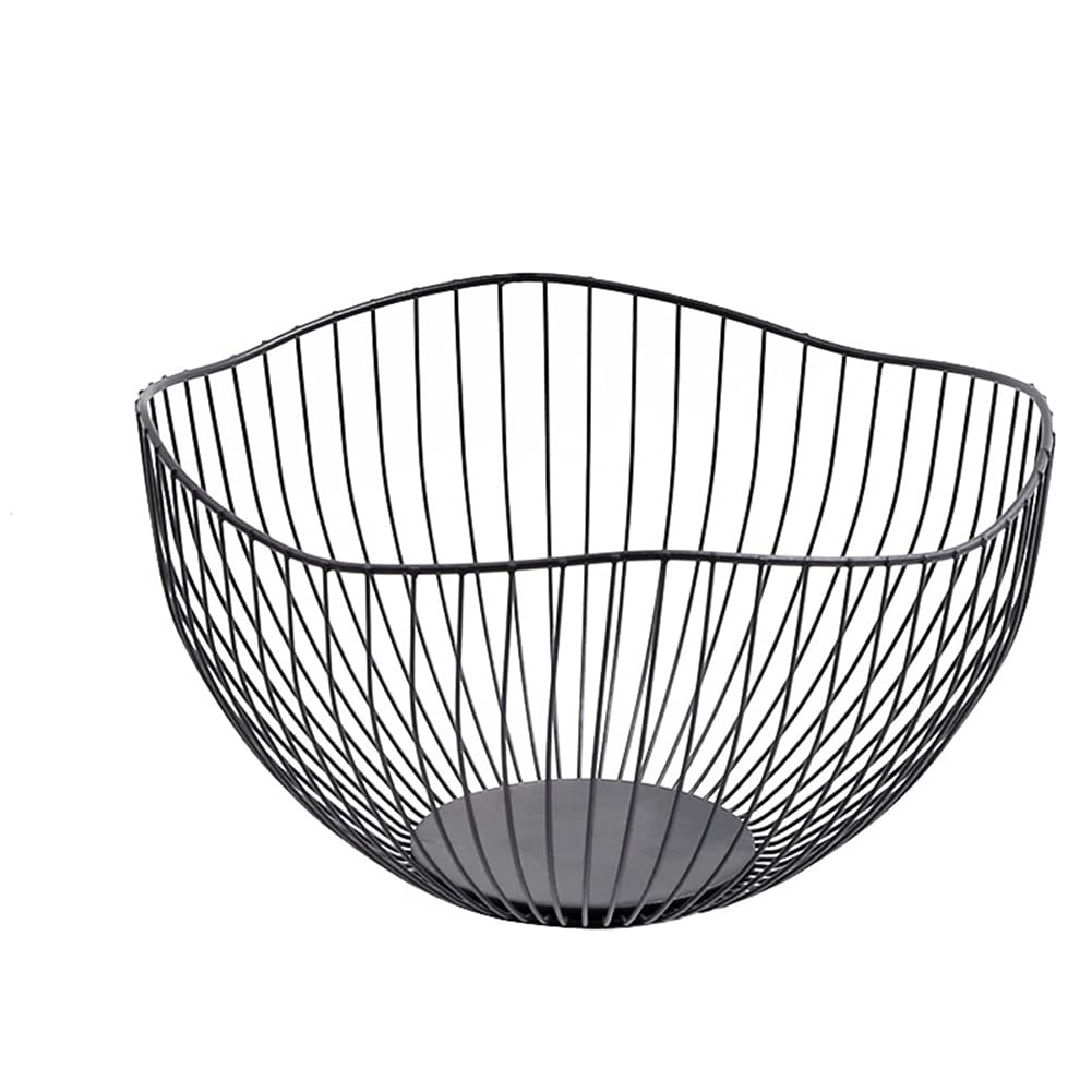 Obstkorb Metall, Schwarze Obstschale aus Metalldraht, Obstaufbewahrungskorb Vintage, Multifunktional