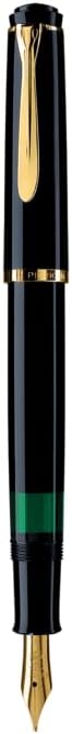 Pelikan Füllhalter Classic 200, Schwarz, Feder F (fein), hochwertiger Kolbenfüller im Geschenk-Etui,