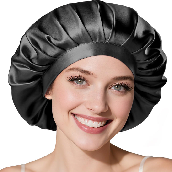 LitBear 22 Momme Seidenhaube zum Schlafen - Schlafmütze aus 100% Maulbeerseide, 100% Silk Bonnet mit