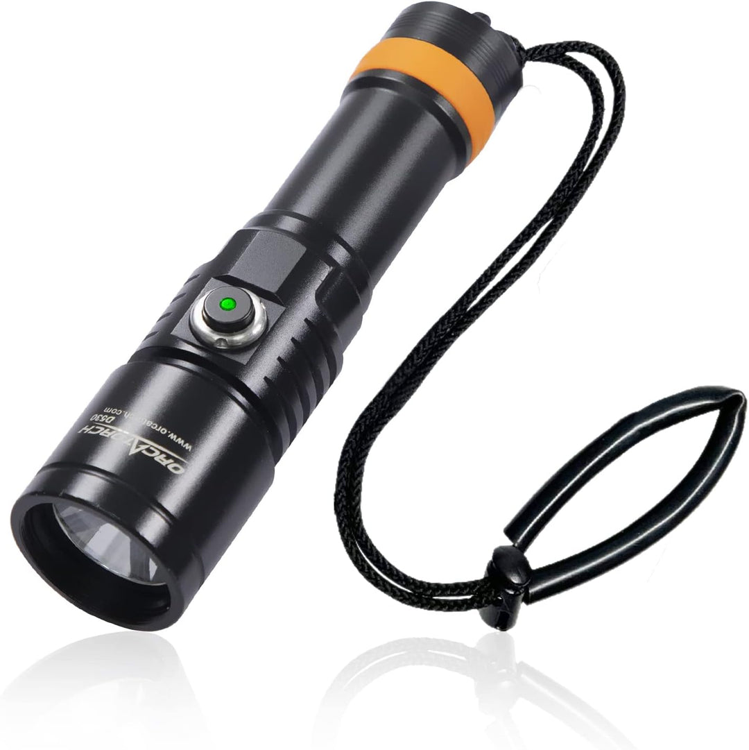 ORCATORCH D530 Tauchlicht, 1300 Lumen, 8 Grad schmaler Abstrahlwinkel, Titanlegierung, Seitenknopfsc