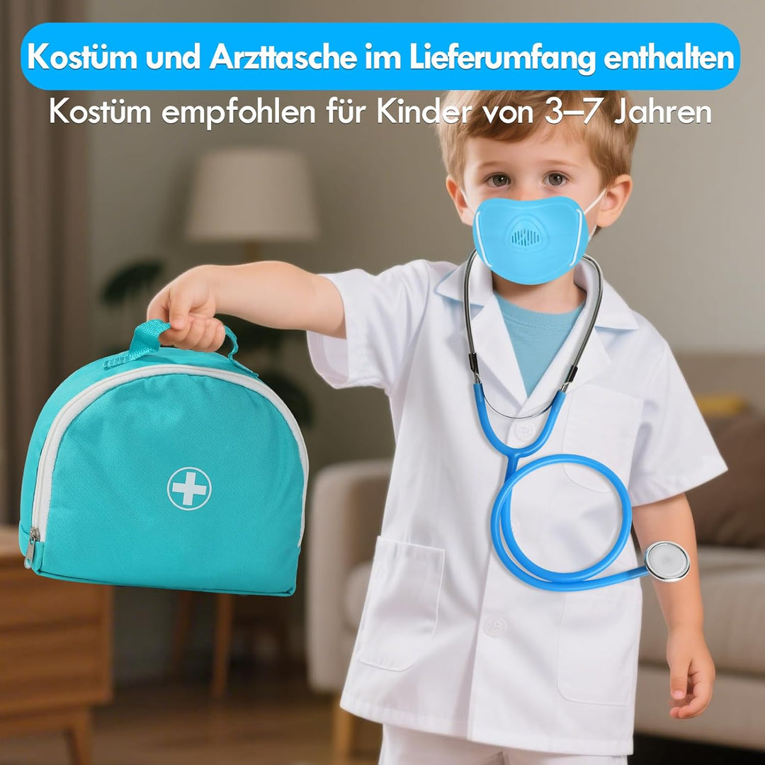 Lehoo Castle Arztkoffer Kinder, Doktorkoffer Kinder, Arztkoffer mit Stethoskop & Arztkittel, Spielze
