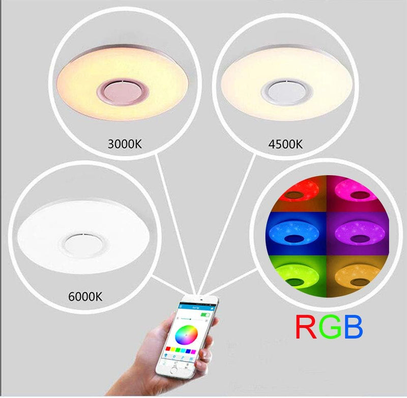 Deckenleuchte Musik Mit Bluetooth Lautsprecher LED RGB Deckenlampe mit Fernbedienung Farbwechsel Dec