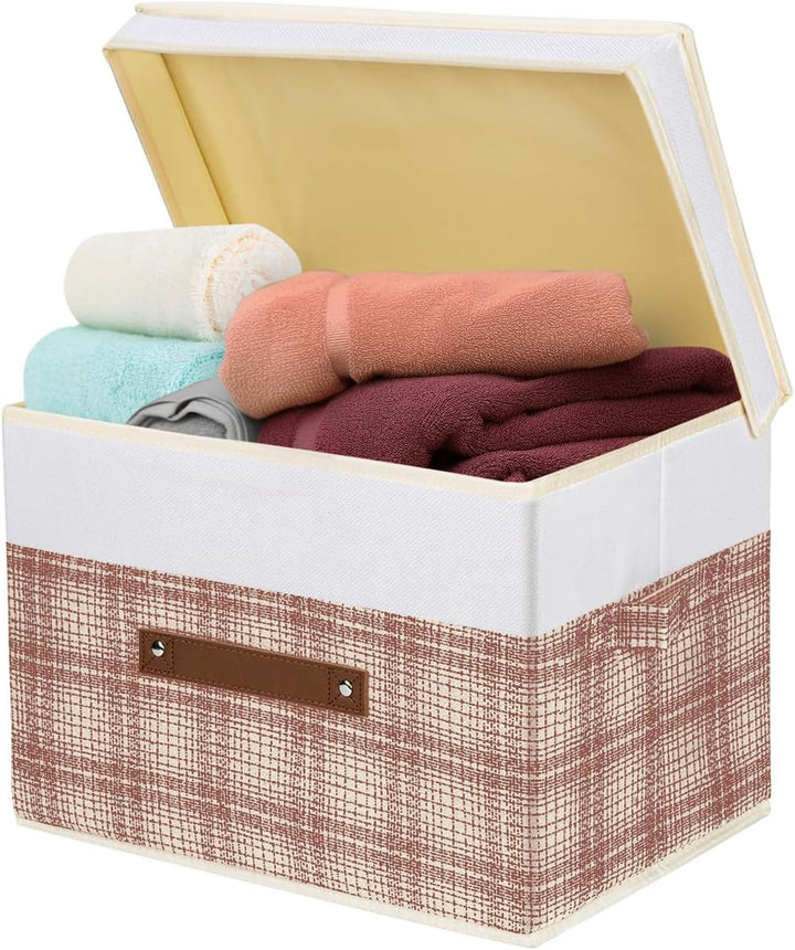 TYEERS Faltbare Aufbewahrungsbox mit Deckel, Stoff, Patchwork-Design, Kisten Aufbewahrung mit Deckel
