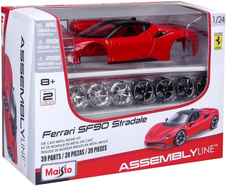 Maisto M39137 Modellbausatz Druckguss Massstab 1:24 Ferrari SF90 STRADALE KIT, Verschiedene Designs