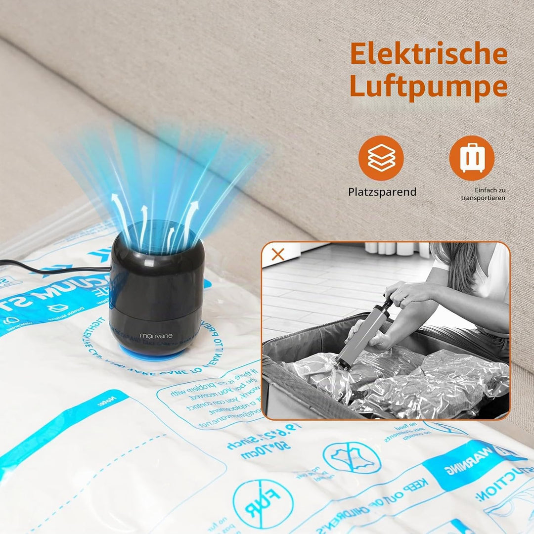 MONVANE Vakuumbeutel für Kleidung mit elektrischer Pumpe 15 Stück 15pcs(3J+4L+4M+4S)+Pumpe