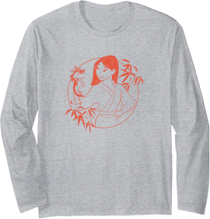 Disney Mulan & Mushu Bamboo Portrait Outline Langarmshirt