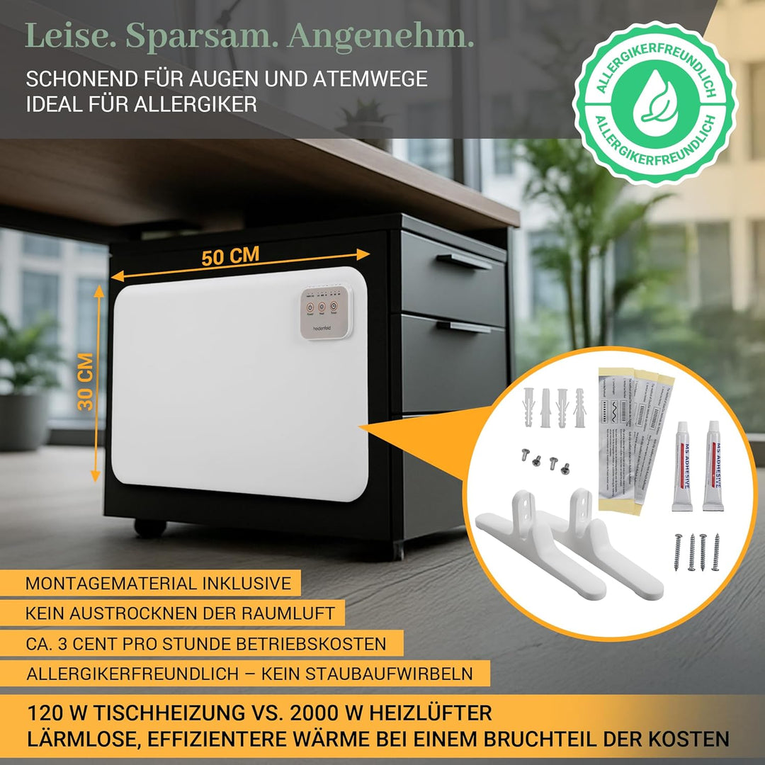 Heidenfeld Infrarotheizung 3in1 Tischheizung HF-TH120 | 120 Watt - Infrarot Heizkörper - Elektroheiz