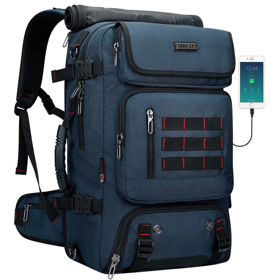 WITZMAN Reiserucksack Herren Gross Nylon Laptop Rucksack Fit 16 Zoll Reiserucksack Reisetasche mit S